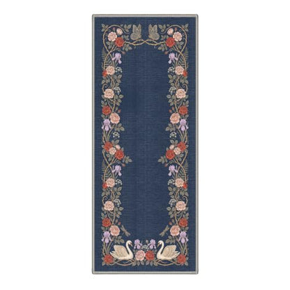 Bavni 2X5 Washable Runner Rug for Kitchen, Animal Swan Garden Non Slip - color: Antique Navy, size: 2' x 5' (Rectangular)