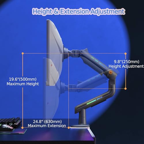 NB Gaming Monitor Arm or for 32 to 60 Inches Screen, Load up to 20 kg, VESA 75/100, RGB-Light, Heavy Duty, Multi Angle Adjustable, Premium Aluminum, Green - color: Oliver Green