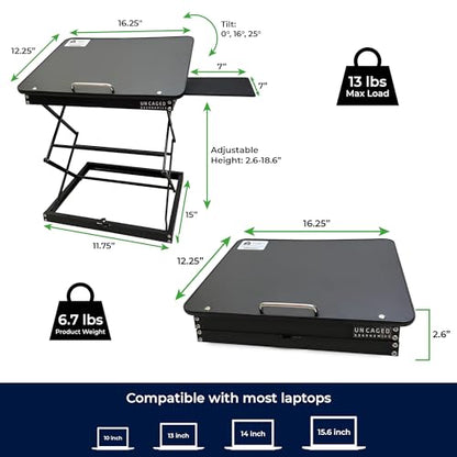 Uncaged Ergonomics Adjustable Laptop Stand & Standing Desk Converter, Black