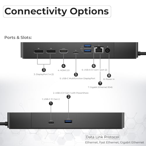 Dell WD19S Docking Station 130W (90W Power Delivery), Dell Docking Station for Laptop with 130W Power Adapter + HDMI + DisplayPort + USB-C Cable + Microfiber Cloth (Renewed) - style: WD19S 130W Renewed