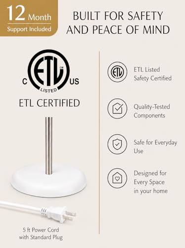 HarvestLand Halo Silver Floor Lamp with Adjustable Reading Light | Adjustable reading light, solid metal base, E26 bulb compatible. - color: White