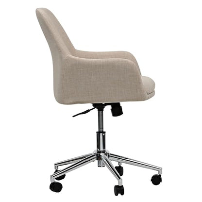 Workspace by Alera Mid-Century Task Chair, Supports Up to 275 lb, 18.9" to 22.24" Seat Height, Cream Seat, Cream Back