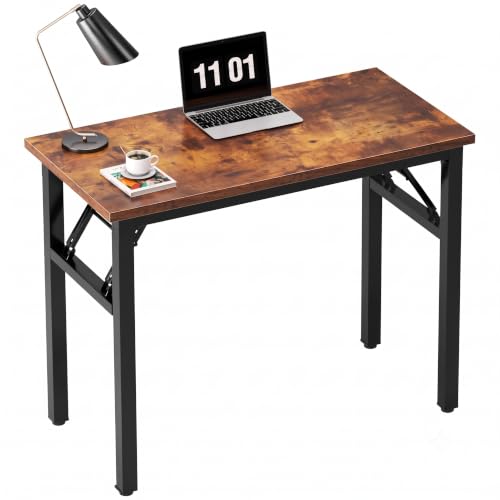 Need Small Folding Computer Desk, 31.5 Inch Writing Table, Rustic Brown | No-Assembly, Sturdy Foldable Desk for Home Office, Bedroom, Dorm Room, Student Study, Collapsible, Compact, Easy Storage - color: Rustic Brown, size: 31.5 inches