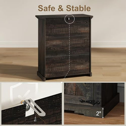 Coffee Bar Cabinet, 27.6" W Farmhouse Buffet Cabinet with Door & Drawer, Kitchen Cabinet with Adjustable Shelf for Hallway, Living Room, Dinning Room (Black) - color: Black