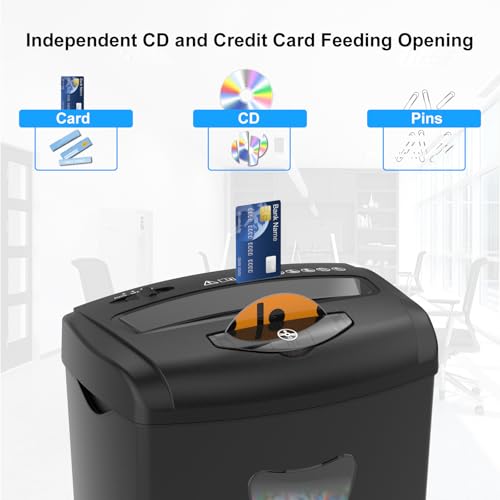 Paper Shredder for Home，Shred 12 Sheet Cross Cut,5.55-Gallon Basket, P-4 Security,Shred Paper/Cards/CDs/Staples/Clips - Jam Proof System for Home Office