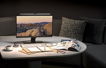 BenQ ScreenBar Plus e-Reading LED Computer Monitor Light Bar with Desktop Dial, Auto-Dimming and Hue Adjustment, No Screen Glare, Space Saving, USB Powered, Matte Silver - style: ScreenBar w/ Dial