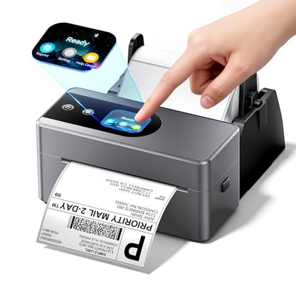 Phomemo 4x6 Shipping Label Printer with Touch Screen | Wireless bluetooth thermal label printer for small business & packages, compatible with Amazon Shopify Etsy UPS USPS - color: Grey