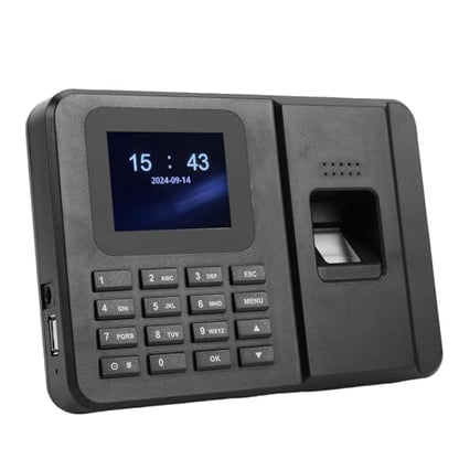 Walfront Biometric Employee Time Clock with 2.4 Inch TFT Screen and U Disk Export for Small Business Attendance Management (US Plug)
