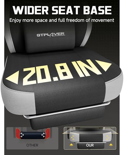 GTPLAYER Big & Tall Gaming Chair, Wide Seat with Footrest, Black & Gray - color: 02 Black & Gray