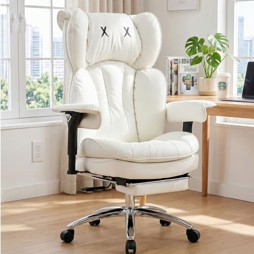 Efomao Big & Tall Desk Chair, Wide Executive Office Chair with Footrest White - color: 3070mus-white