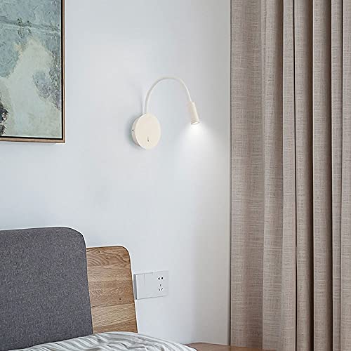 Bedside Reading Light Modern Wall Lamp, Hardwired Wall Sconce with Switch, LED Headboard Lighting Fixture, Flexible Gooseneck Wall Lights for Bedroom Office Studio Hotel - color: White-3000k