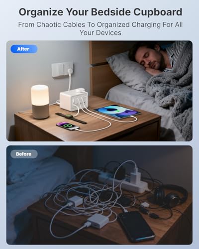 Gitryin 12-in-1 Desktop Charging Station, 160W USB Retractable GaN Charger - size: With 4 Type-C Chargers