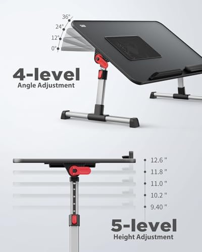 Laptop Desk for Bed with Cooling Fan, SAIJI Lap Desk Tray Table - color: Black