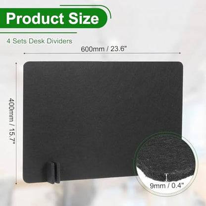 PATIKIL Desk Divider, 4 Set 24 x 16 Inch Acoustic Freestanding Desk Divider Desk Privacy Panel with 16 Pcs Support Feet for Library Office Workstation,Black - color: Black
