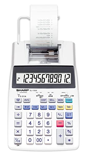 Sharp SH-EL1750V Printing Calculator, Black/Red - color: White