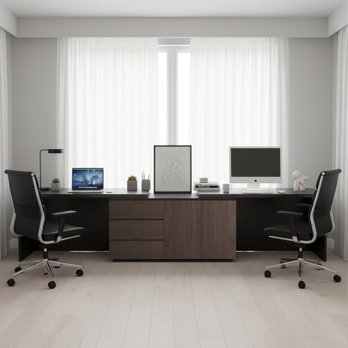 135-Inch Expandable Extra Long 2-Person Computer Desk with 3 Drawers