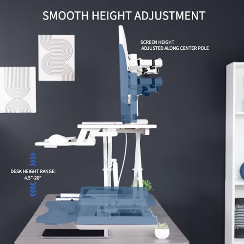 VIVO White 32 in Standing Desk Converter with Monitor Stand, DESK-V000K-M2W - color: White, size: 32"