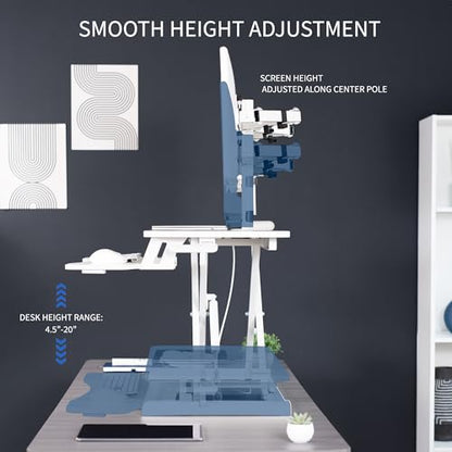 VIVO White 32 in Standing Desk Converter with Monitor Stand, DESK-V000K-M2W - color: White, size: 32"