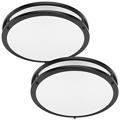 TOBUSA 36W 3600lm Super Bright LED Ceiling Light Fixtures, Modern Black Flush Mount LED Lights Daylight White 5000K, 13 Inch Dimmable Ceiling Lamps for Kitchen Bathroom Hallway Bedroom, 2 Packs - color: Matte Black-5000K-2, size: 13 inch
