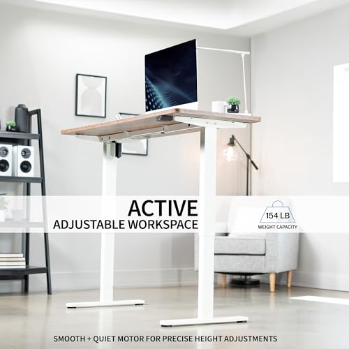 VIVO Light Wood 60 x 24 in Standing Desk, DESK-KIT-W06C - color: Light Wood Top / White Frame, size: 60 x 24 inch
