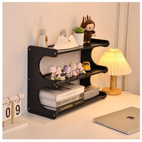 3 Tier Bookshelf for Desktop, Storage Rack, Desktop Organization - color: Black