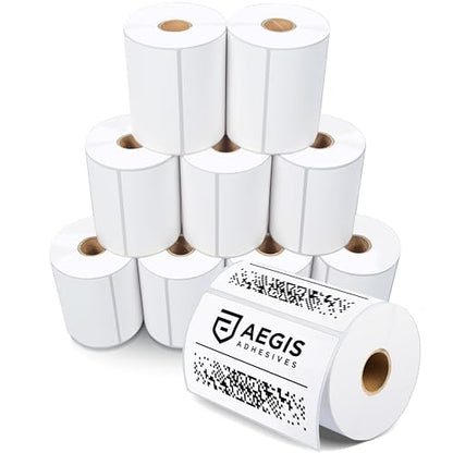 4" X 2.5" Direct Thermal Labels (5750 Count, 10 Rolls) | Inventory Barcode Stickers, SKU Labels, and Shipping Stickers - Compatible With Zebra and Rollo Printers - Aegis Adhesives - size: 4" X 2.5"