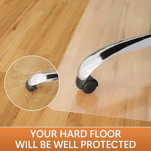 Office Chair Mat, 46" x 72" Vinyl Desk Chair Mat Clear Floor Protector Mat for Hardwood Floor/Rolling Chair Office & Home, Easy Glide and Flat Without Curling - color: For Hard Floor, size: 46" x 72" Rectangular