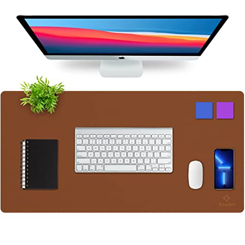 K KNODEL Large Sewing Leather Desk Mat, Desk Pad (Brown, 31.5"x 15.7") - color: Brown/Black, size: 31.5" x 15.7"