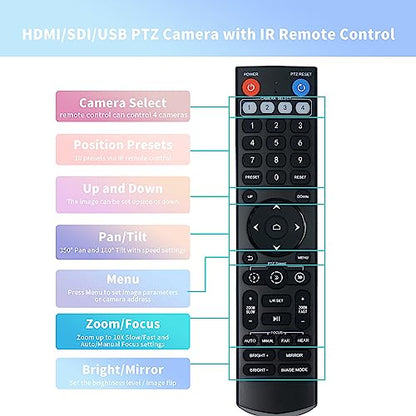 TONGVEO PTZ Camera HDMI/USB 10X Optical Zoom 60fps 1080P Video Conference Camera for Church Worship Live Streaming Meeting Online Learn with Zoom YouTube OBS and More - color: black