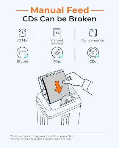 150-Sheet Paper Shredder Heavy Duty, Micro Cut and CDs/Cards, P5 Ultra Security, 60 Min Non Stop Shredder for Home Office, 5.3 Gallon Bin with Wheels, <60 dB (OL289)