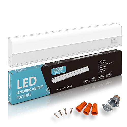 18" Hardwired Under Cabinet Light, 5000K Daylight, ETL, 900 lm, Dimmable - color: 5000K DayLight, size: 18 INCH