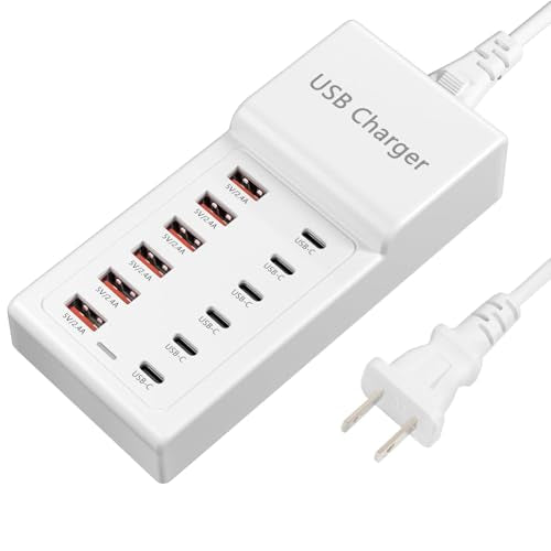 USB Charging Station, 12 Ports USB C Charger, 50W/10A MultiPort Charger - color: 12Ports 6A+6C
