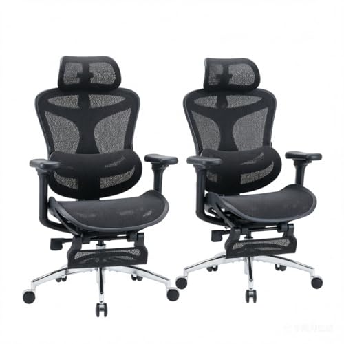 SIHOO Doro C300 Ergonomic Office Chair with Footrest, Soft 3D Armrests | Dynamic Lumbar Support for Home Office Chair, Adjustable Backrest Desk Chair, Swivel Big & Tall Computer Chair, 2Pcs Black - color: Pure Black, size: Pack of 2
