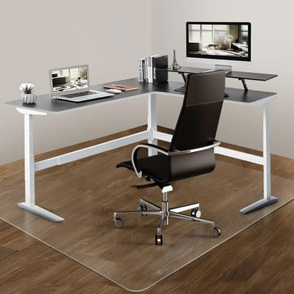Office Chair Mat for Hardwood Floor: 63"x 51" Extra Large Floor Mat for Rolling Chair and Computer Desk, Clear Chair Mat Heavy Duty Plastic Protector for L Desk, Home, Gaming Easy Glide - size: 63"x51"
