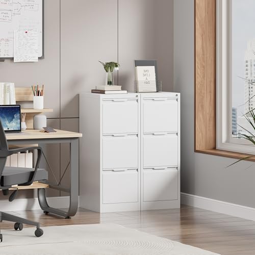 3 Drawer File Cabinet with Lock, Filing Cabinets for Home Office - color: White, size: 3 Drawer - Vertical
