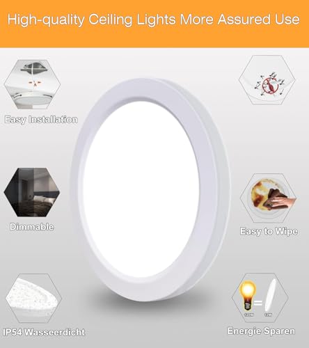 ETL Certified 9 inch Ceiling Light Flush Mount,Ultra Slim 0.63 inch Thick Round Flat LED Ceiling Light Fixtures 5000K Daylight Dimmable Ceiling Lamps for Bedroom,Bathroom,Hallway, 3 Pack White - color: 3 Pack White, size: 9 inch