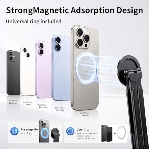 Portable Laptop Stand, 3-in-1 Magnetic Foldable Adjustable, for Desk（Black） | Aluminum alloy, lightweight compact, 8-level height, ergonomic, for phone/tablet, home office/travel - color: E05S-Black