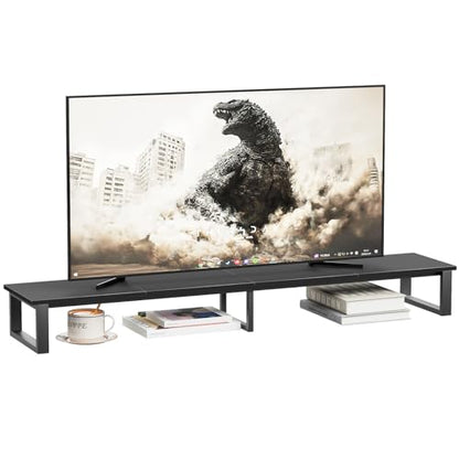 aboxoo 59" Large TV Riser Stand for 32-75 Inch TV, TV Shelf with Steel Legs - color: Black, size: 59 inch