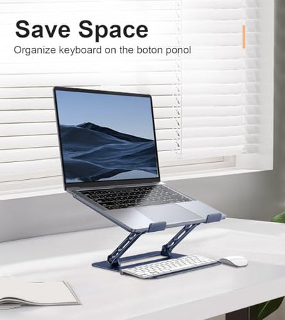 Aoviho Adjustable Laptop Stand for Desk,Portable Laptop Stand Holder and Riser,Foldable Aluminum Notebook Computer Stands for MacBook Air Pro HP Lenovo Dell Samsung Chromebook, 10-15.6 inch,Navy Blue - color: Navy Blue