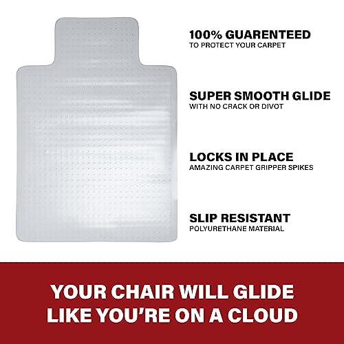 Romig Clear Carpet Office Chair Mat (36×48″) – Anti-Slip Gripper Surface with Lip, Durable 2.2 mm Desk Chair Floor Protector - size: Carpet Chair Mat