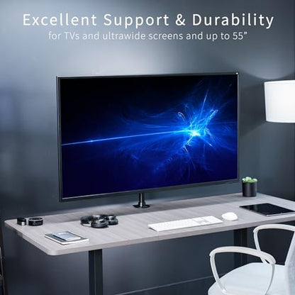 VIVO Ultra Wide TV Desk Mount for up to 55 inch Screens Weighing 66 lbs, Full Motion Height Adjustable Single Television Stand, Black, STAND-V155C - color: Black, size: up to 55" screens