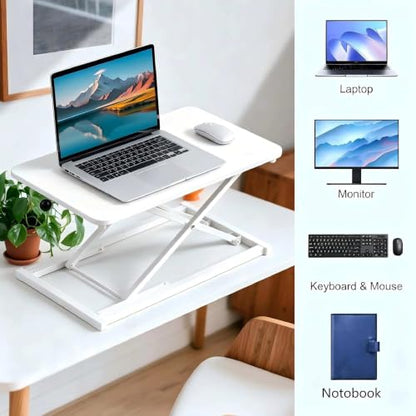 Height Adjustable Standing Desk White Converter Keyboard Riser 23.6 Inch - color: White