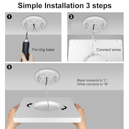LED Flush Mount Ceiling Light Fixture, 2800K Warm White, 12inch 24W, 3200LM, Slim Flat Panel Lighting Fixture, Square Modern Ceiling Lamp for Bedroom, Kitchen, Living Room, Closet, Stairwell, IP40 - color: Warm White, size: Square-White