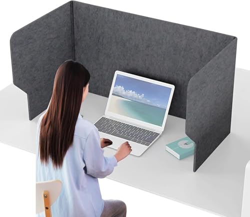 Desk Privacy Panel, Portable Foldable Table Partition Screen, Felt Sound Absorbing Divider, 50cm Height, Gray Blue Green, 60/80/100/120cm Width Options (Dark-Grays, 47) - color: Dark-grays, size: 47