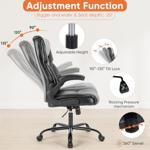 Sweetcrispy Computer Desk Chair, Lumbar Support Video Game Chair PU Leather - color: Inky, style: 1 Pack