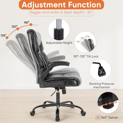 Sweetcrispy Computer Desk Chair, Lumbar Support Video Game Chair PU Leather - color: Inky, style: 1 Pack