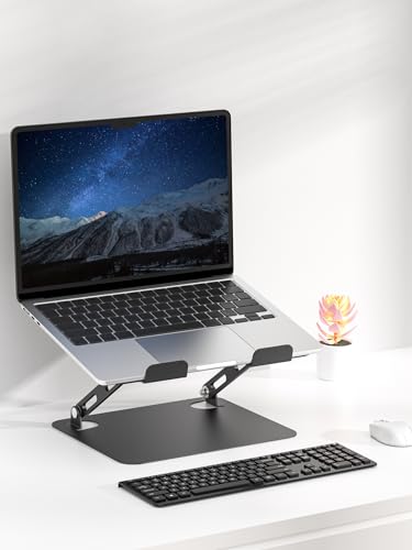 SOUNDANCE Laptop Stand for Desk with Stable Heavy Base, Adjustable Height Multi-Angle, Ergonomic Metal Riser Holder, Foldable Mount Elevator, Compatible with 10 to 15.6 Inches PC Computer, Black - color: A-Black