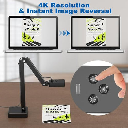 8MP USB Document Camera for Teachers and Classroom, Auto Focus 4K Doc Cam