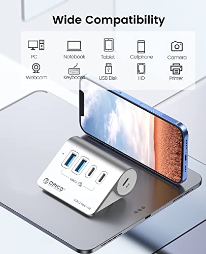 ORICO 4-Port Desktop USB 3.2 Hub, 10Gbps Aluminium USB Splitter for Laptop - size: 50cm, style: M3CU2
