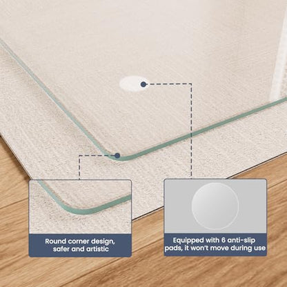 46"x46" Tempered Glass Chair Mat for Carpet - size: 46x46